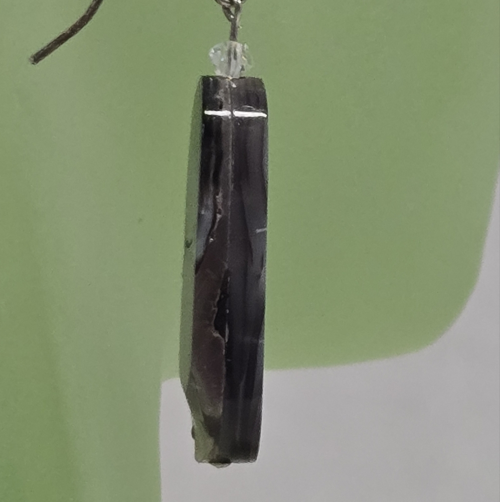 Sterling Silver Oval Abalone Dangle Earrings Euc … - image 5